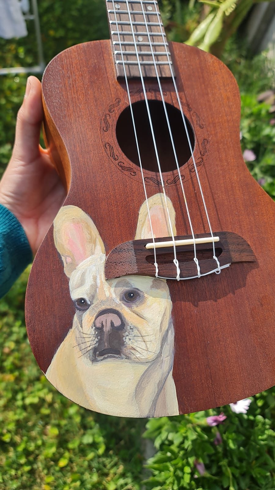 Ukelele pintado a mano con retrato de un beagle inglés, foto real de Soundkeleles